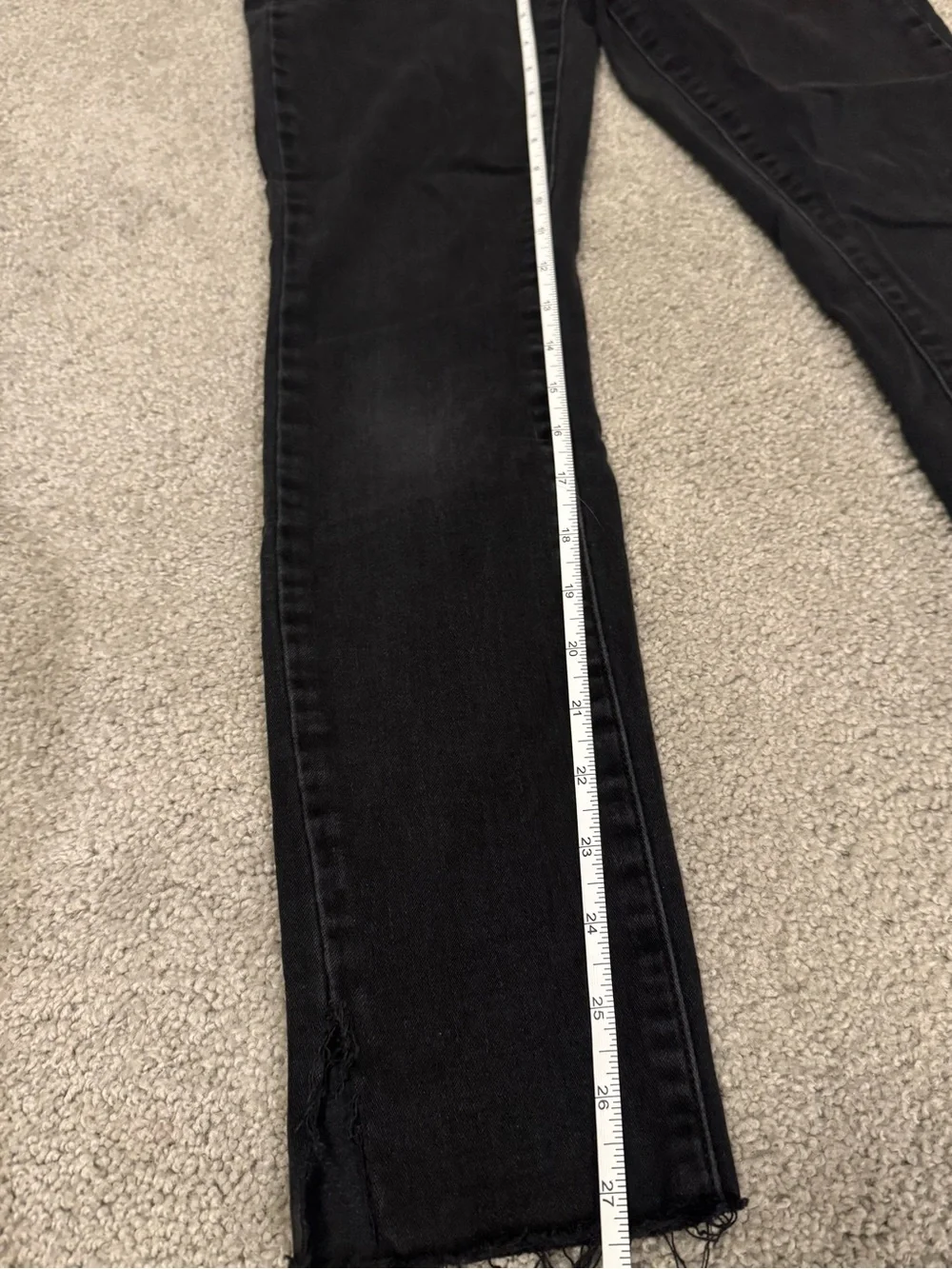 PAIGE Washed Black High-Rise Skinny Jeans with Raw Hem